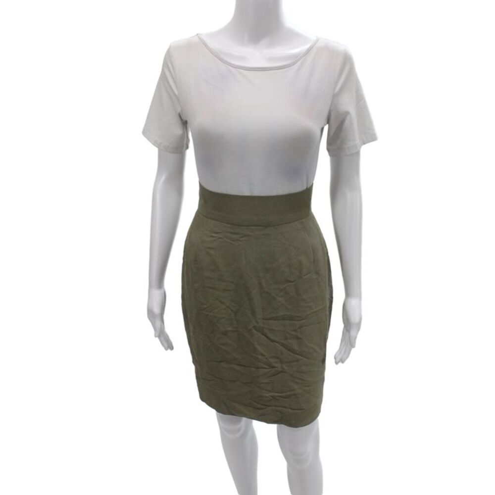 State Of Claude Montana Womens Straight Pencil Green Mini Skirt Size 8